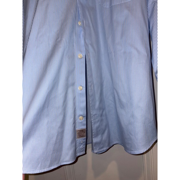 Peter Millar Nanluxe Easycare Men's Striped Button Down Shirt 16.5 Regular Blue - Picture 7 of 8